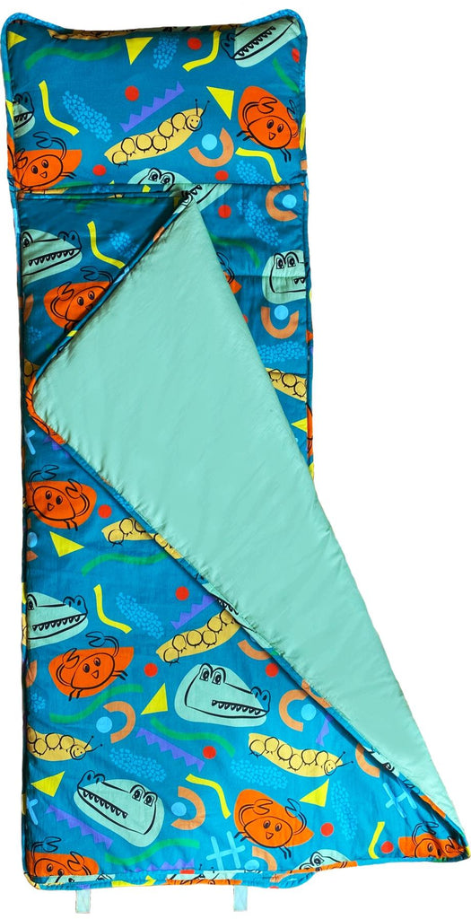 toddler kids sleeping bag and nap mat blue crocodile 